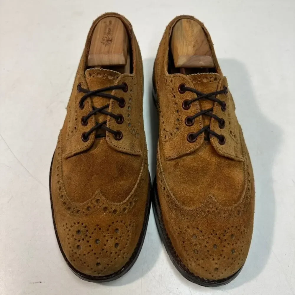 RESOLED Tricker's Bourton Snuff Suede Wingtip Bench Made in England US 9.5 E